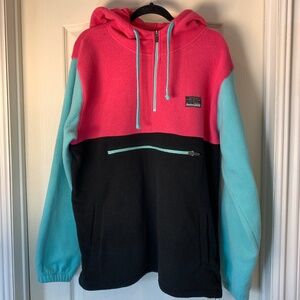 Free Nature Colorblock Fleece Hoodie Men’s L – Retro inspired Outdoor Half-Zip